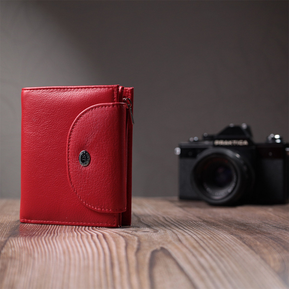 Яркий женский кошелек с монетницей из натуральной кожи ST Leather 22712 Красный Киев - изображение 10