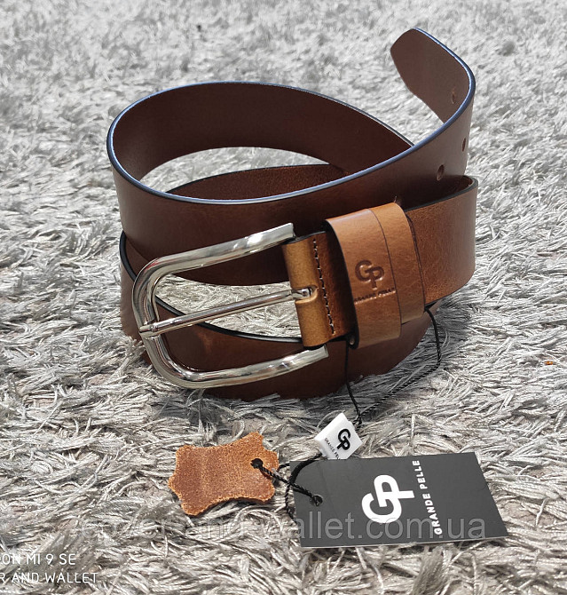 Стильный мужской ремень из натуральной кожи рыжего цвета 40мм Grande Pelle Киев - изображение 5