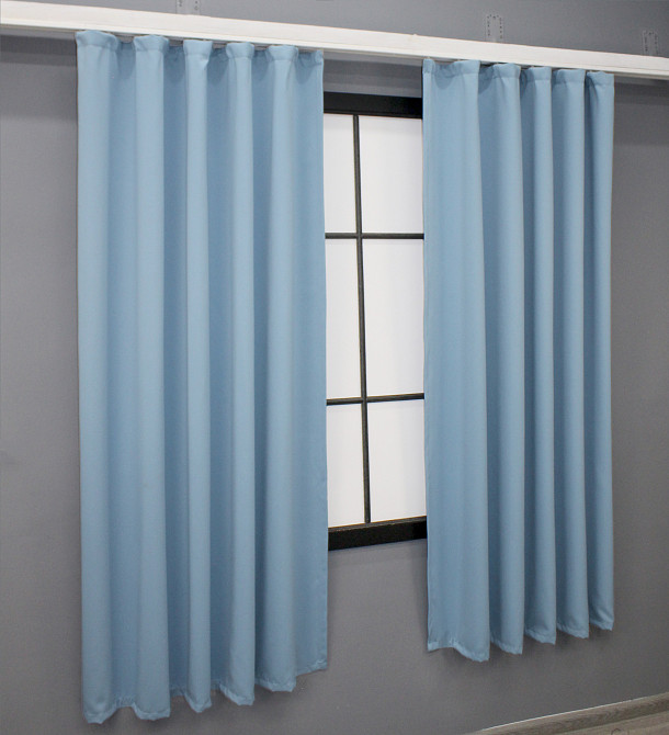 Комплект коротких штор VR-Textil Блэкаут Midnight № 1676ш Голубой 140х170 см 2 шт (35-0324) Киев - изображение 3