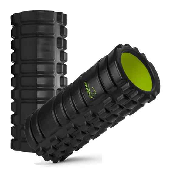 Масажний ролик (роллер) PowerPlay 4025 Massage Roller Чорно-зелений (33x15см.) Кам'янське