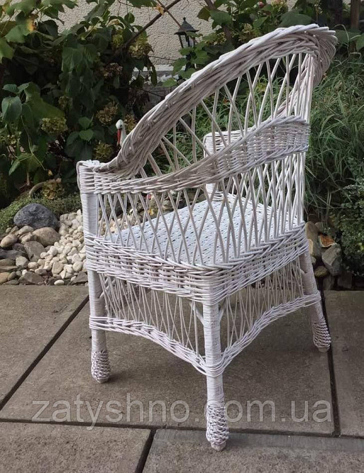 Крісло зручне біле плетене Київ - фото 6