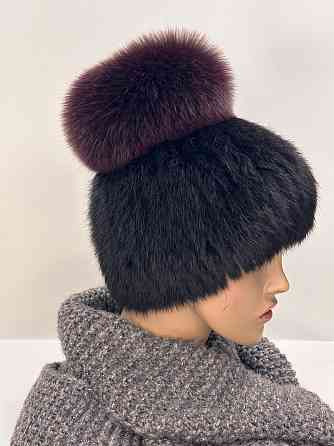 Шапка женская меховая фонарик Эльвира Бордовый Харьков