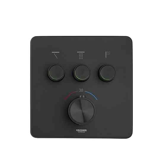 Душова система прихованого монтажу термостатична з виливом Kroner Element Thermo 211462-3801 чорна Київ