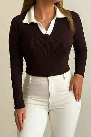 Женский базовый повседневный гольф из качественного рубчика. Шоколад, 40/42 Одесса