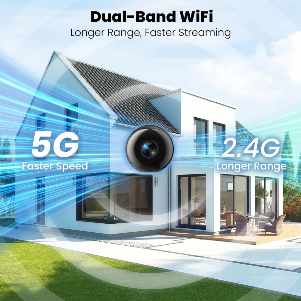 Міні-камера няня JOYTOUR 2K: Дводіапазонний WiFi 2.4/5G, Безкоштовна хмара, Нічне бачення, Датчик руху, Black Київ - фото 4