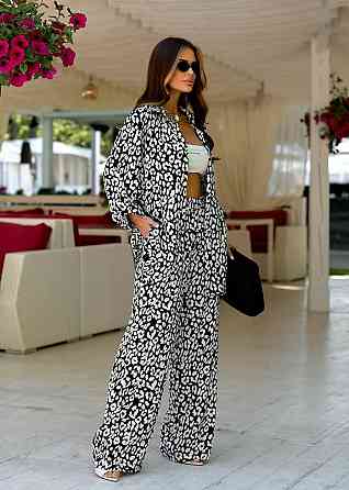 Женский стильный трендовый костюм двойка турецкий лен-штапель Черный, 46/48 Одесса