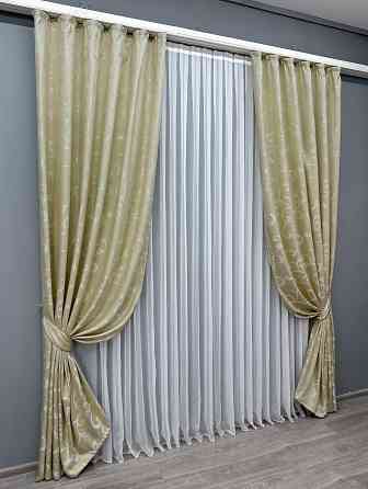 Комплект готовых штор VR-Textil Жаккард Allure № 1614ш Бежевый 150х270 см 2 шт (33-0488) Киев