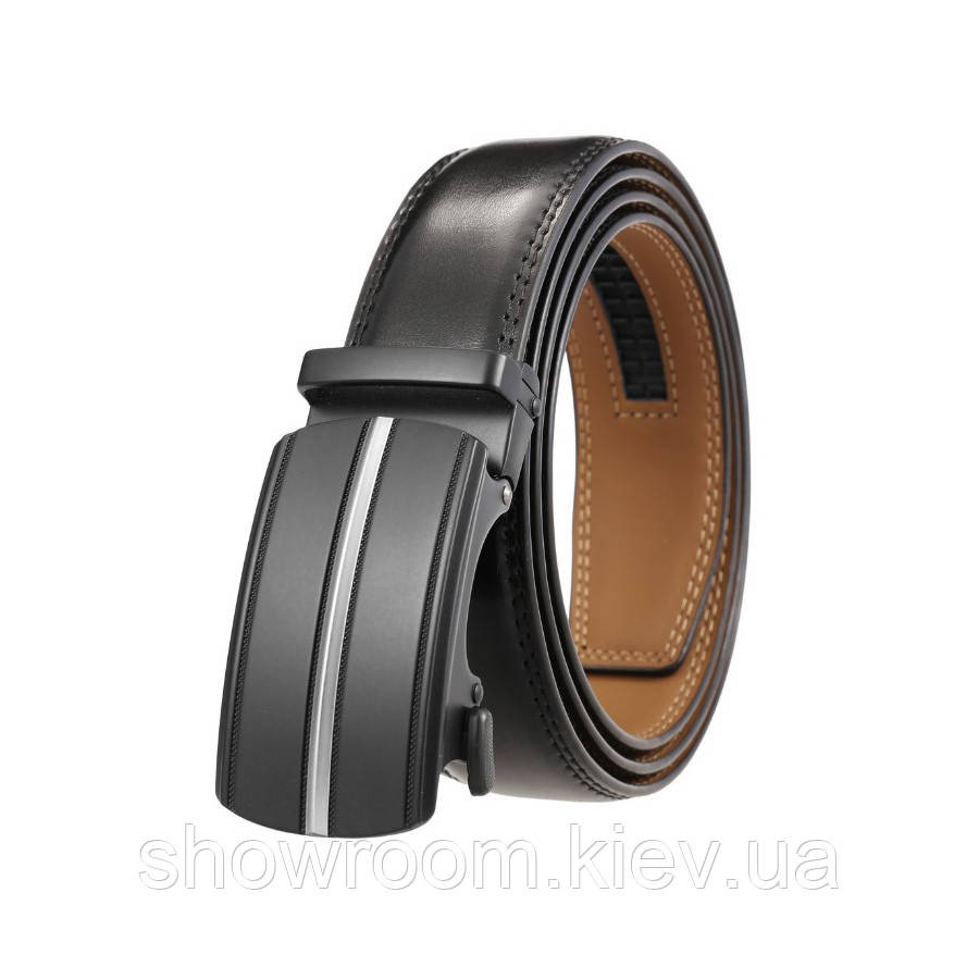 Мужской кожаный ремень с пряжкой автомат Leather Collection (7812) Киев - изображение 2