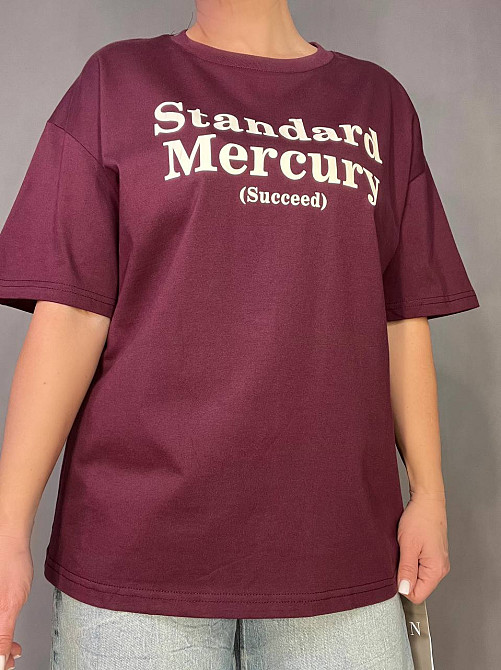 Футболка жіноча A-N 25007 оверсайз подовжена з написом принтом попереду one size, графіт, one size Київ - фото 16