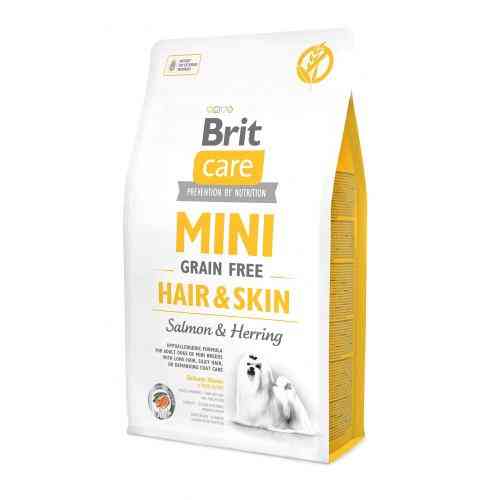 Корм сухой Brit Care Grain Free Mini Hair and Skin для взрослых собак миниатюрных пород для кожи и шерсти с лососем и осей Киев
