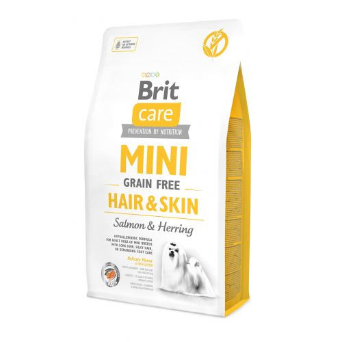 Корм сухой Brit Care Grain Free Mini Hair and Skin для взрослых собак миниатюрных пород для кожи и шерсти с лососем и осей Киев - изображение 1