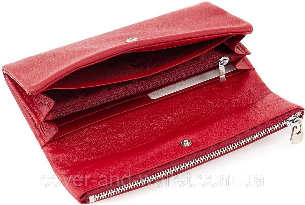 Мягкий кожаный женский кошелек красного цвета ST Leather 269 Киев - изображение 5