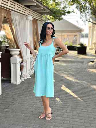 Летнее платье сарафан из муслина на бретельках Caramel 42-44, Голубой Киев