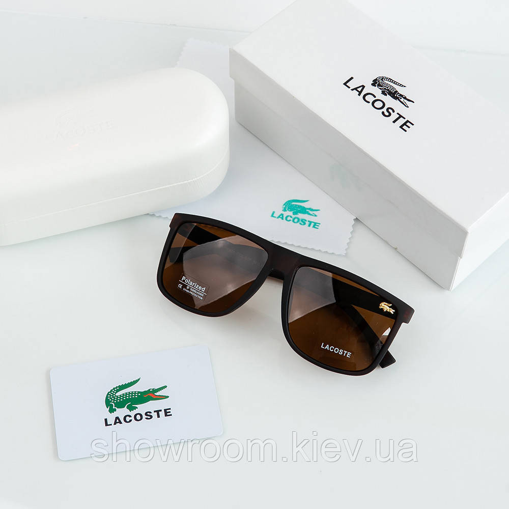Мужские коричневые солнцезащитные очки с поляризацией Lacoste (0166) Киев - изображение 3