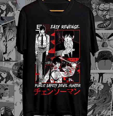 Футболка аниме Человек-бензопила оверсайз (S/M/L) Черний AnimeJ0959 Днепр