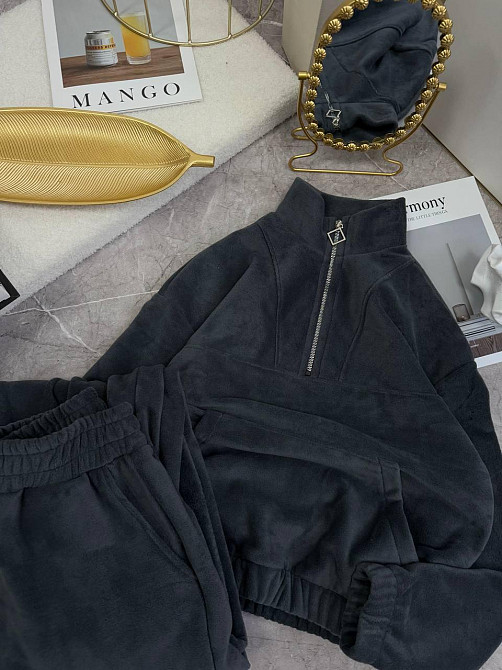 Женский теплый прогулочный костюм двойка из двухстороннего флиса Графит, 48/52 Одесса - изображение 4