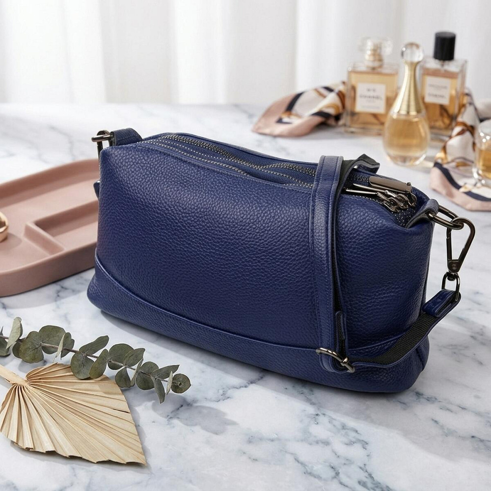 Шикарная сумка на три отделения из натуральной кожи 22137 Vintage Синяя Киев - изображение 11