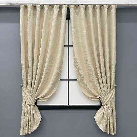 Комплект коротких штор VR-Textil Льон мармур Pavliani ХО № 1909ш Кремовий 130х170 см 2 шт (35-0412) Київ