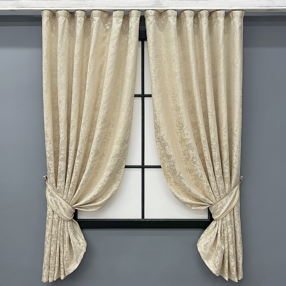 Комплект коротких штор VR-Textil Льон мармур Pavliani ХО № 1909ш Кремовий 130х170 см 2 шт (35-0412) Київ - фото 1