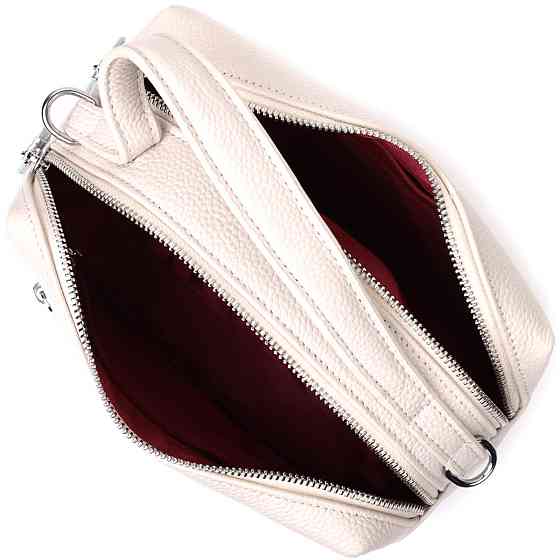 Жіноча прямокутна сумка на два відділення з натуральної шкіри Vintage 22344 Біла Київ