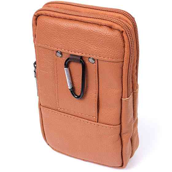 Мужская сумка на пояс на два отделения из натуральной кожи Vintage 22737 Рыжий Киев
