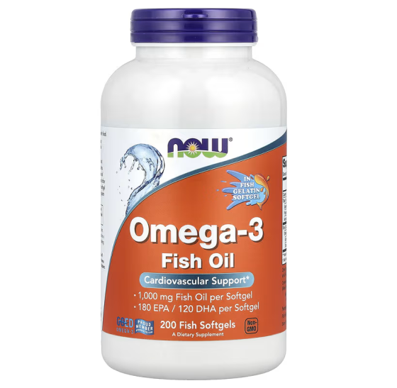 Омега-3 рыбий жир, Omega-3Fish Oil, Now Foods, 2000 мг, 200 рыбных гелевых капсул (1000 мг в капсуле) Луцк