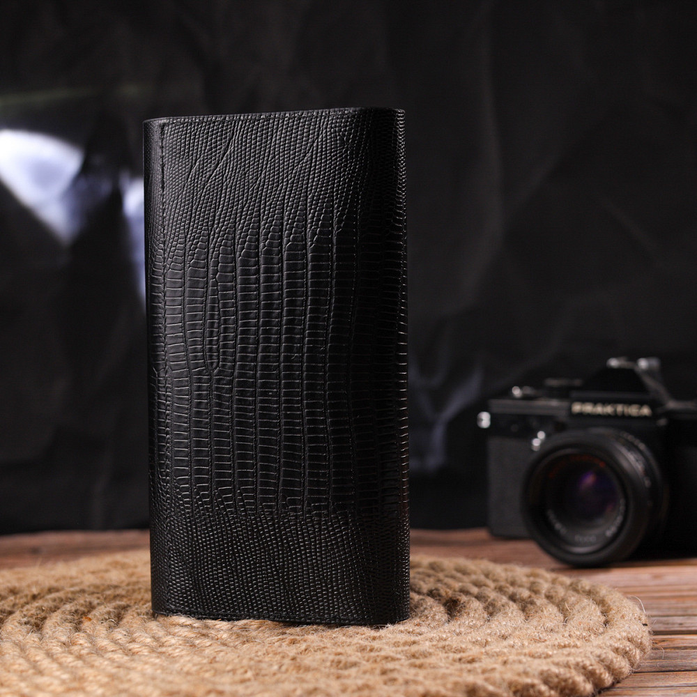 Фактурный вместительный женский кошелек из натуральной кожи CANPELLINI 21664 Черный Киев - изображение 9