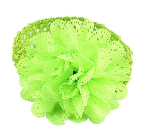 Салатовая детская повязка на голову - окружность 30-46см, цветок 9см Киев - изображение 3