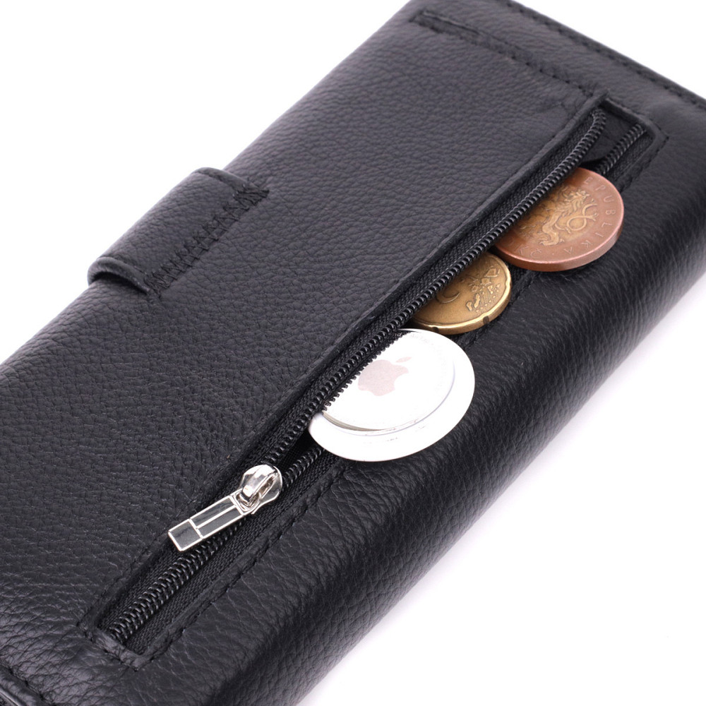 Жіночий шкіряний гаманець для карток купюр та монет ST Leather 22548 Чорний Київ - фото 20