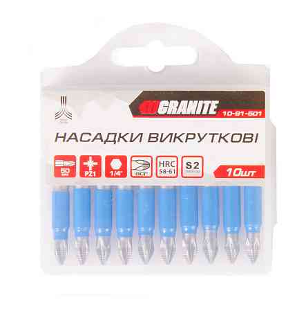 Насадка викруткова GRANITE PZ1 50 мм ¼" S2 набір 10 шт 10-91-501 Коломия