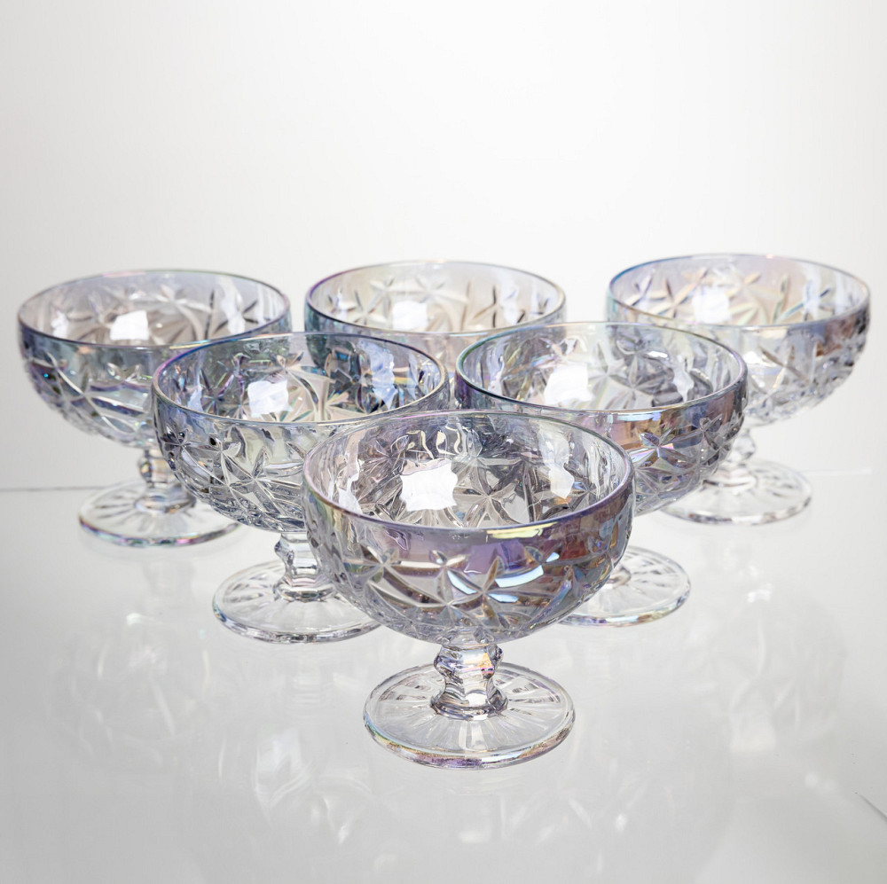 Набір креманок на ніжці 6 штук 340 мл скляні креманки для морозива желе та десертів HP-19-177 Коломия - фото 1