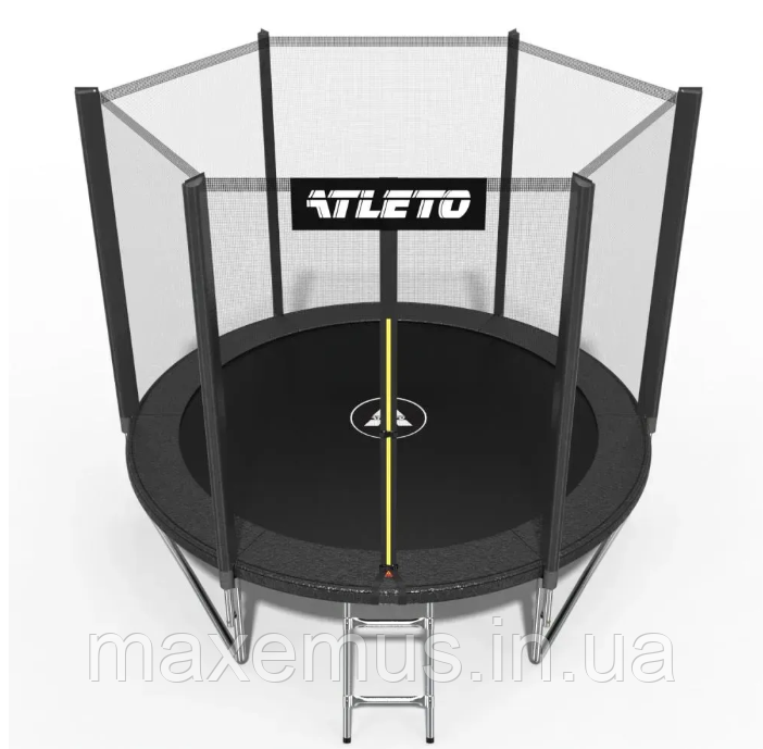 Батут детский Atleto 312 см с защитной сеткой и лестницей батут для детей садовый батут черный Мостиска - изображение 2