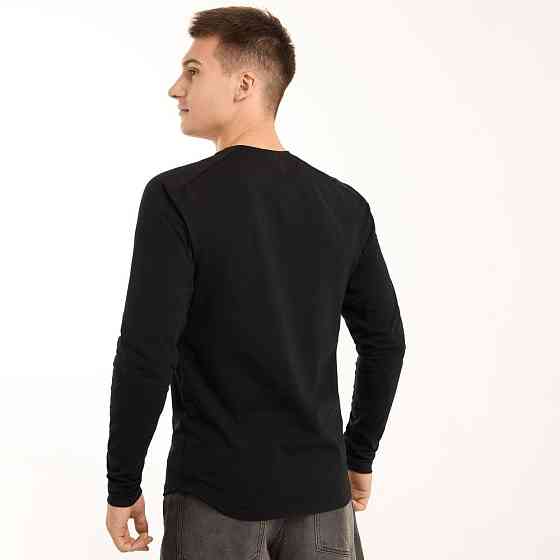 Чорний чоловічий лонгсів Pobedov Dune. Чорна чоловіча кофта з куліру Київ