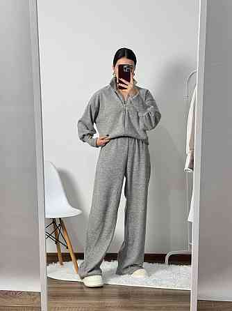 Женский теплый базовый костюм двойка: кофта и штаны турецкая ангора Серый, 42/44 Одесса