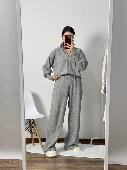 Женский теплый базовый костюм двойка: кофта и штаны турецкая ангора Серый, 42/44 Одесса - изображение 2