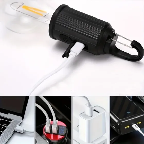 Кемпінгова акумуляторна лампа-підвіс Camping Lamp T-02: водонепроникний LED ліхтар із карабіном та Type-C Одеса