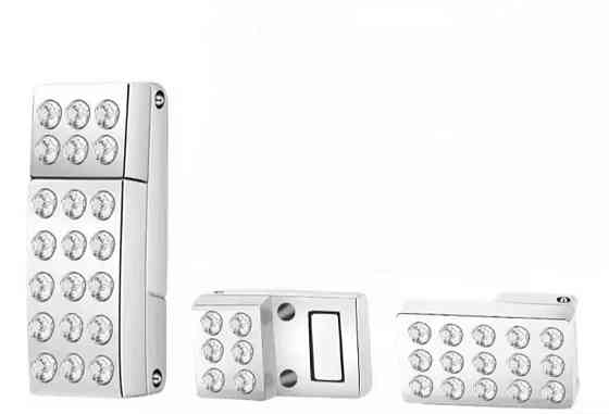 Застібка для шнурків магнітна  металева зі стразами 2 шт Сміла