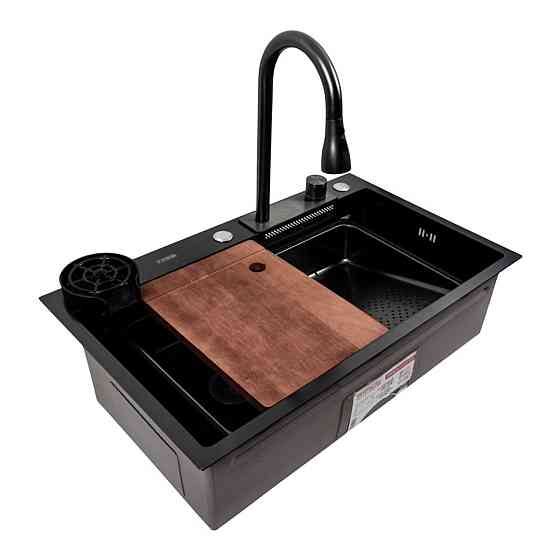 PLATINUM Кухонна мийка PVD чорна CM 75*46A Platinum Handmade "Водоспад" Київ