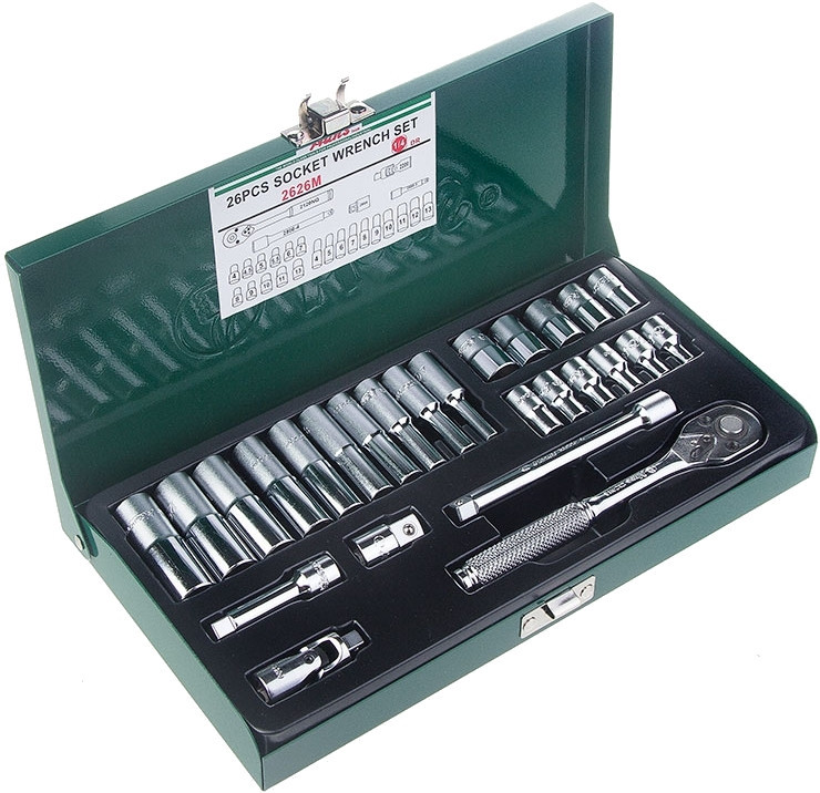 Набор головок 26 предм.1/4" 6 гран. 4-13 мм Hans 2626M Винница - изображение 1