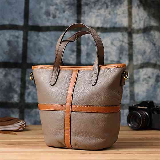 Містка сумка з натуральної шкіри для жінок Vintage 22998 Сірий Київ