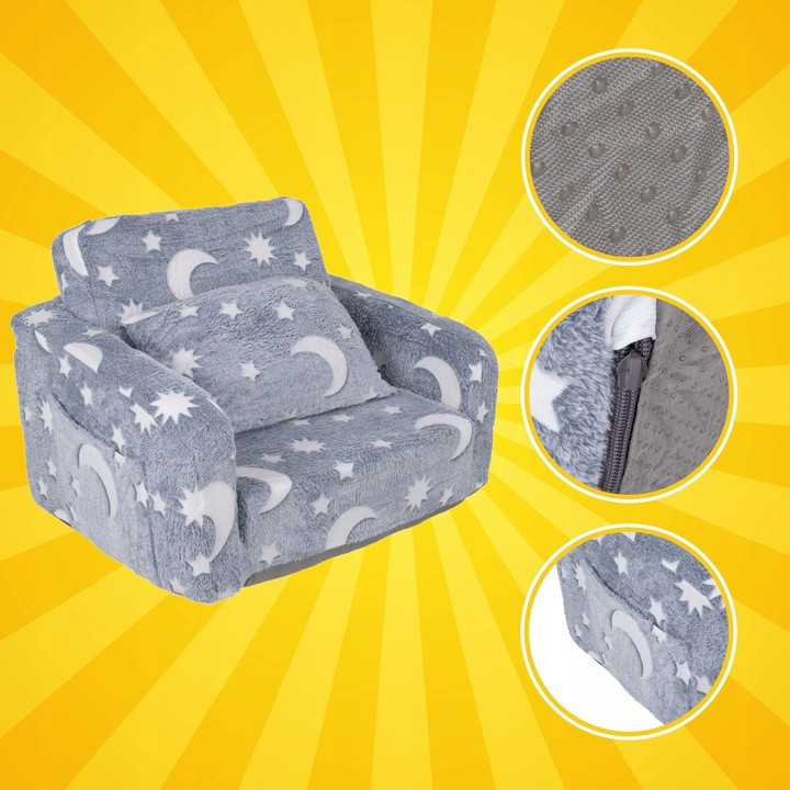 Дитяче крісло розкладне м'яке 2в1 з відкидною спинкою Kruzzel (26381) Нововолинськ - фото 4