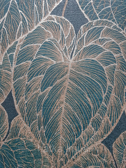 Шпалери вініл на флізеліні AS creation Metropolitan stories By Time 0,53х10 листя золотисте на бірюзовому Київ - фото 3