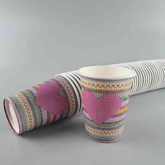 Стаканчики для кофе 250 мл "СЕРДЦЕ ВЯЗАНОЕ" Маэстро h9 (50 шт) Харьков