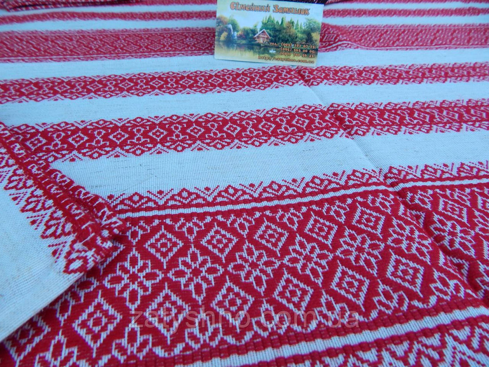 Красная скатерть с салфетками на льне 190*140 Киев - изображение 1