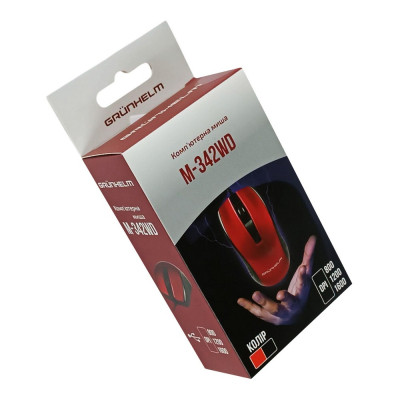 Мишка Grunhelm M-342WD USB Red (126867) Вінниця - фото 2