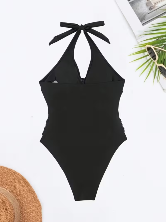 Купальник цельный с завязкой на шее Черный М Харьков