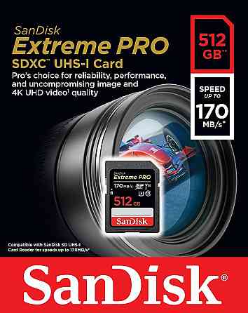 SDXC (UHS-1 U3) SanDisk Extreme PRO 512Gb class 10 V30 (170Mb/s) Київ