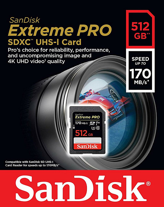 SDXC (UHS-1 U3) SanDisk Extreme PRO 512Gb class 10 V30 (170Mb/s) Київ - фото 3