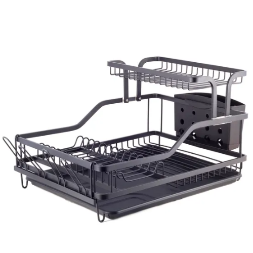 Сушарка для посуду 57,5*35*27,5см з піддоном алюміній чорний 750 KAMILLE Житомир - изображение 4
