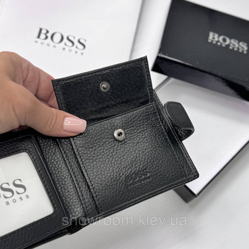 Мужское брендовое портмоне из натуральной кожи на кнопке Boss (6605) Киев - изображение 5